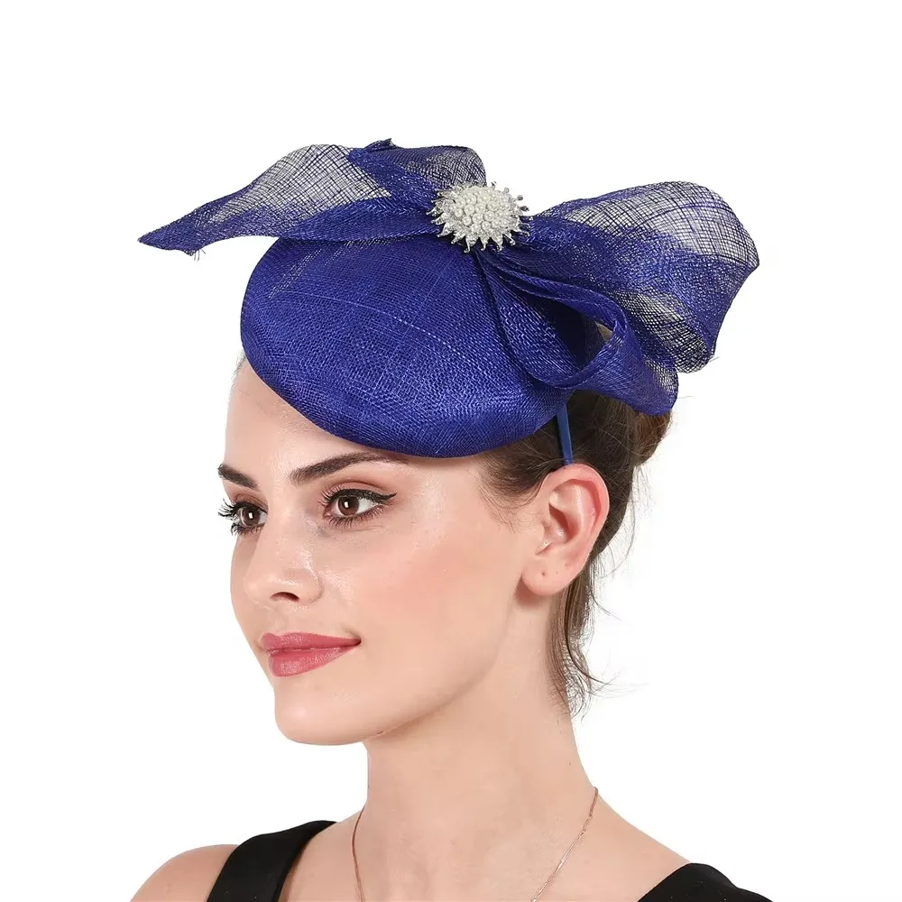 Gorgeous Women Ladies Fascinators Hats 4-Layer Sinamay Wedding Millinery Cap With Hair Pin Bride Occasion Hair Accessories