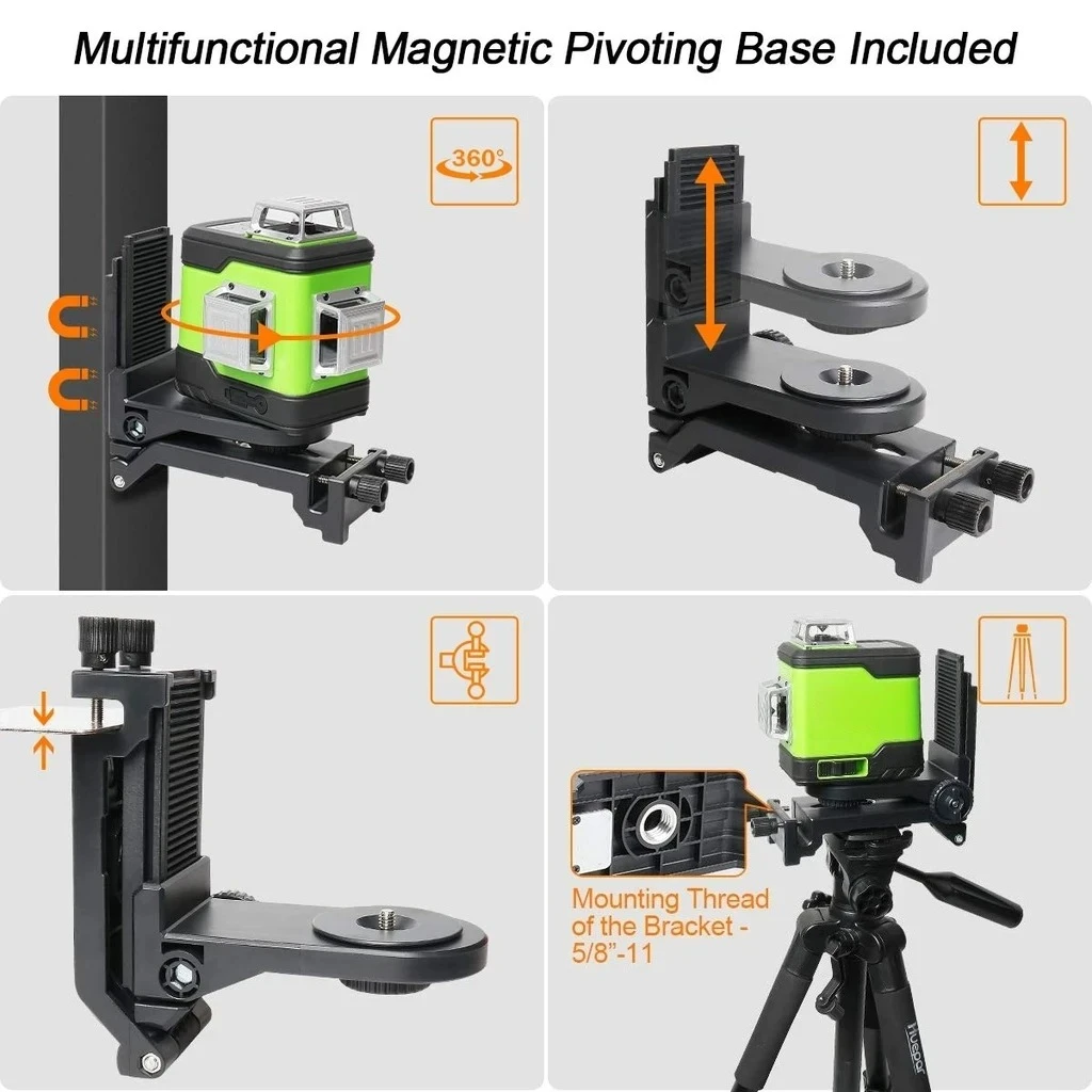 503CG 3D Cross Line Self-Leveling 3x360 Green Beam Three-Plane Leveling & Alignment Laser Level With Li-ion