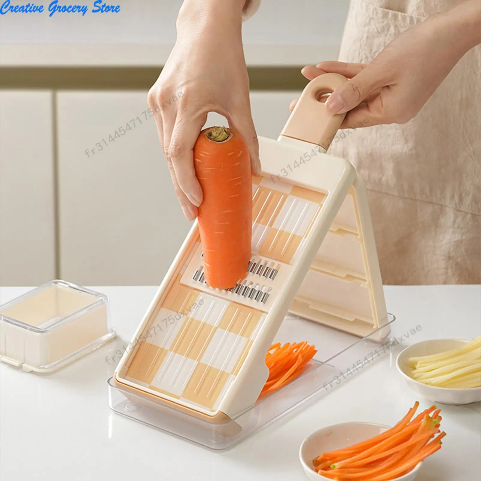Cortador 4 en 1 para Cocina, Rallador Ajustable, Picador de Verduras, Cortador de Cebolla, Patata, Frutas y Verduras, Utensilios de Cocina