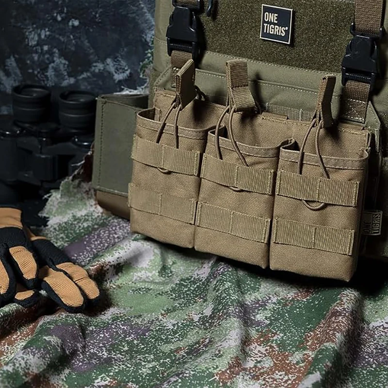 ONETIGRIS Tactical Magazine Pouch MOLLE Triple Mag Pouches for M4 M16 Pmag .223REM Stanag Lancer L5 FAB Ultimag Hexmag HX, DD07