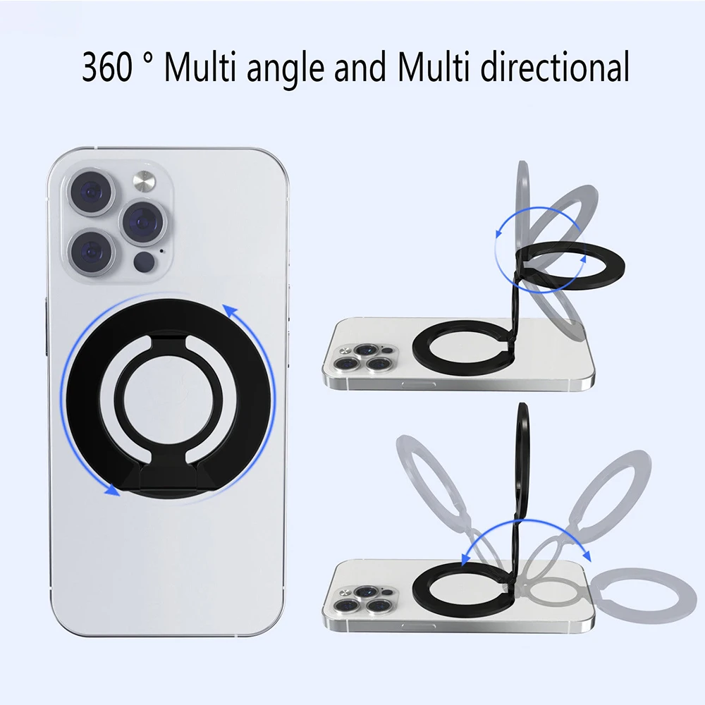 For Magsafe Magnetic Double Sided Magnetic Suction 1Pcs Strong Suction Rotating 360 Wall Stickers Everywhere Folding Ring Phone