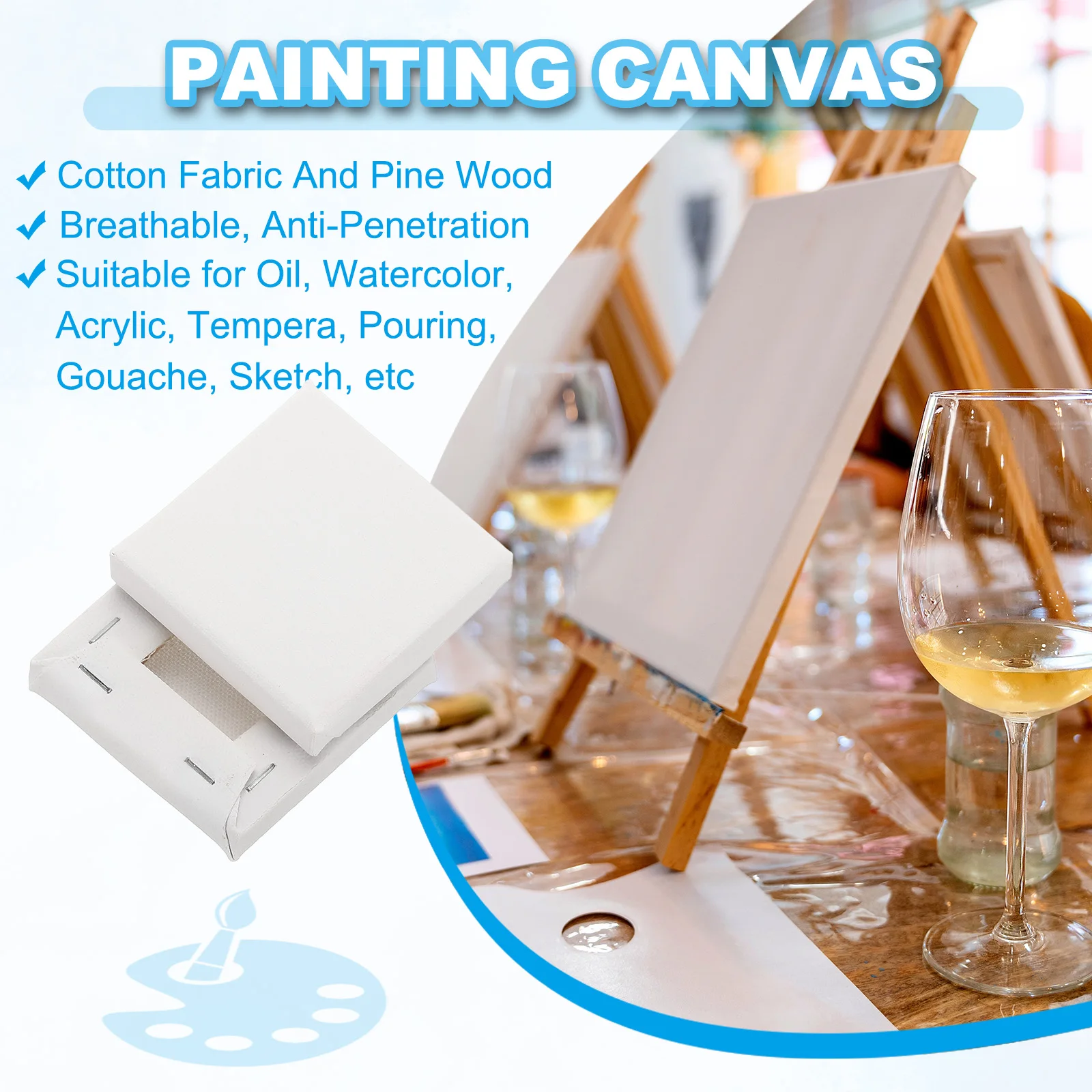 6-40 قطعة بيضاء فارغة مربع الفنان قماش الصنوبر لوح خشبي الإطار القطن الفنان قماش لوحات للرسم الزيتي الاكريليك المائية