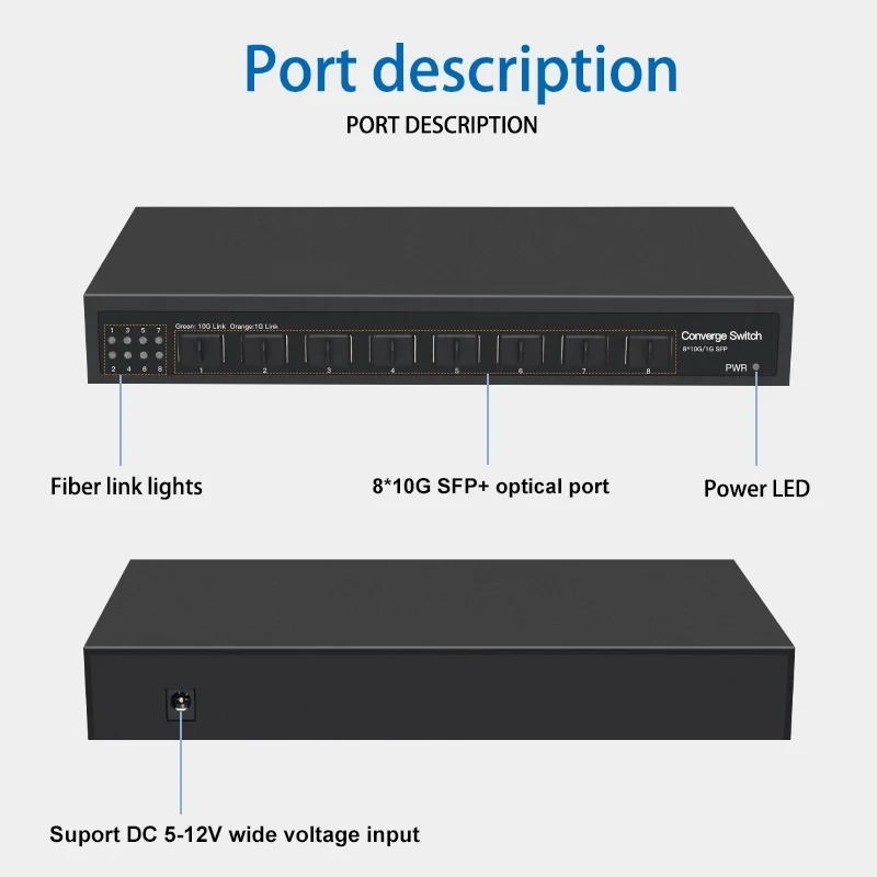 Onti-イーサネットネットワークスイッチ、8ポート、フル、10g、sfp、デスクトップ用