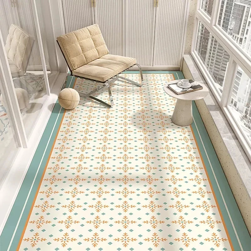

Kitchen Floor Mat Waterproof Anti-fouling Oil-proof PVC Easy Clean Rug Non-slip Foot Mats Large Size Balcony Decoration Carpet