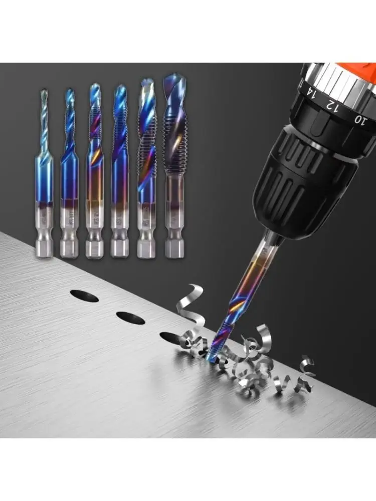 652F 6PIECE HIGH SPEED METIC TAP SET 3 TITANIUMS مطلي بالمتانة والعروض المحسنة