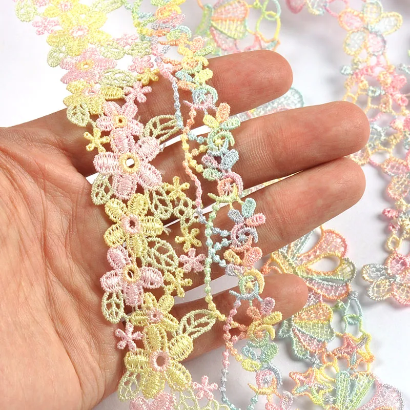 1yard 16-37mm New Trim Lace Colored Flower Ribbons DIY Supplies Sewing Accessories Wedding Wrapping Party Decor Handmade Crafts