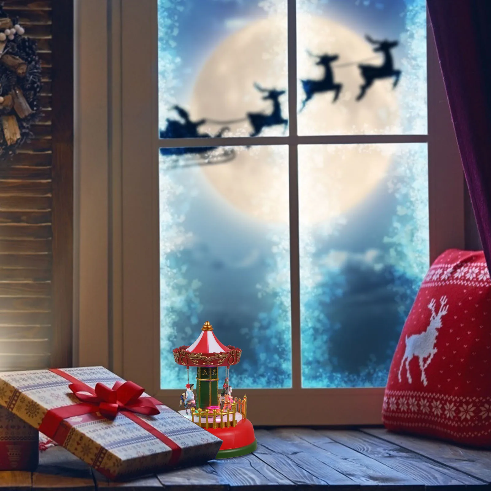 

Christmas Carousel Musical Box LED Luminous Desk nament Party Decorations Gifts Design Exquisite Craftsmanship Melody