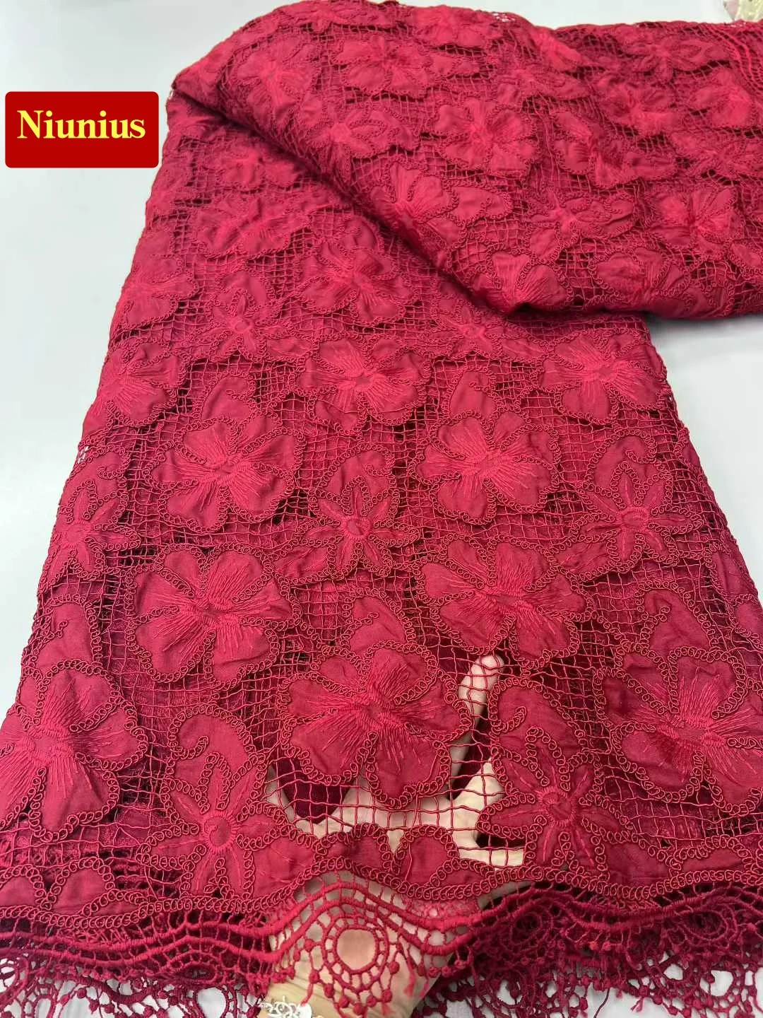 

2026 Latest Very Soft Laser Cotton Delicate Best Quality Embroidered Lace Fabric Party Evening Dress NN2668_R