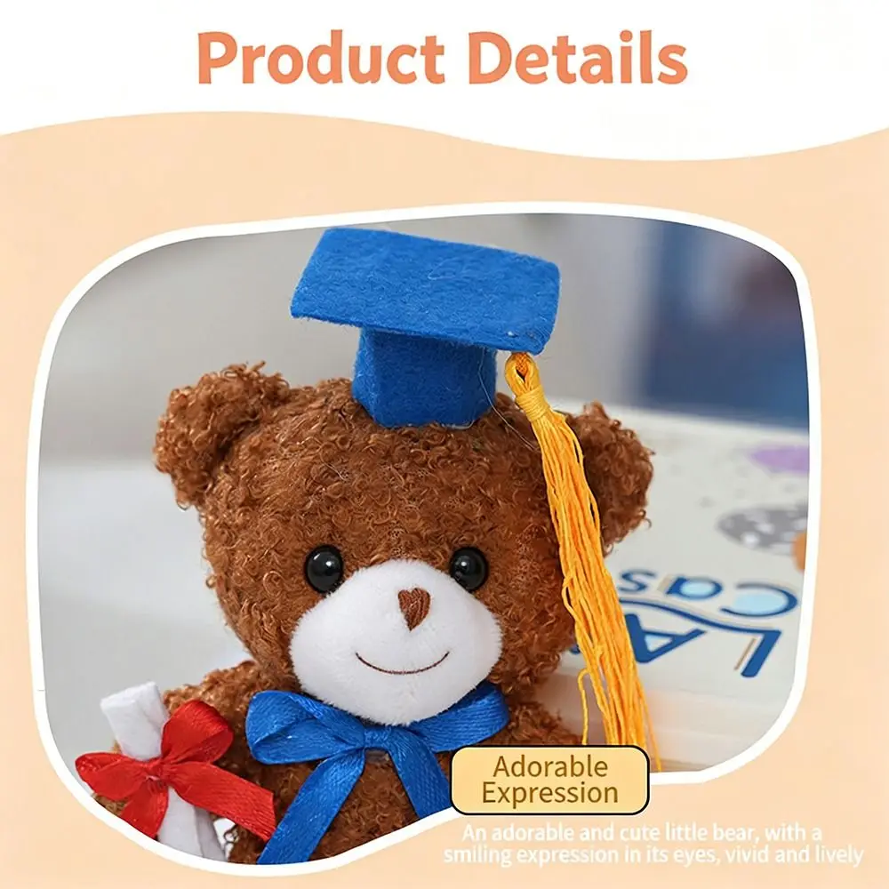 

14cm Creative Soft Doctor Bear Cartoon DIY Animal Flowers Accessorie Cute Keychain Pendants Graduation