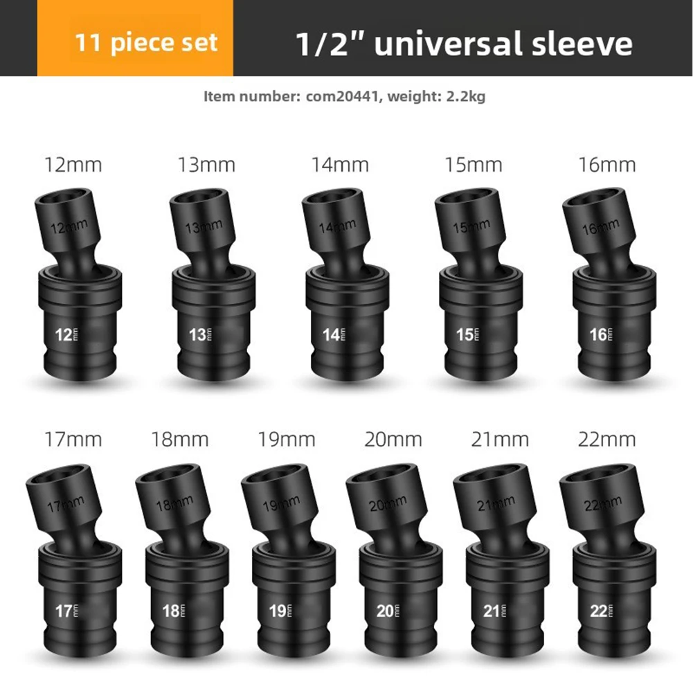 1/2 Inch Swivel Socket Adapter For Electric Wrench, Rust-Proof Chrome Vanadium Steel Joint, 12mm-22mm Flexible Extension Tool