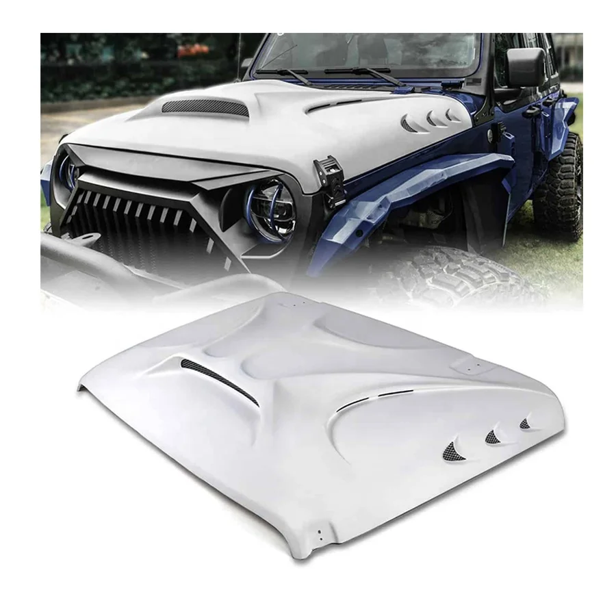 

Transformer Series Fiber Glass Hood for 2018-2020 Jeep Wrangler JL JLU Rubicon Sahara Sport