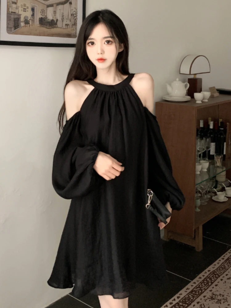 Korean Style Loose Mini Fairy Dress Women Puff Sleeve Fashion Chic Mini Dress Female 2025 Summer Casual Evening Party Dress Y2K