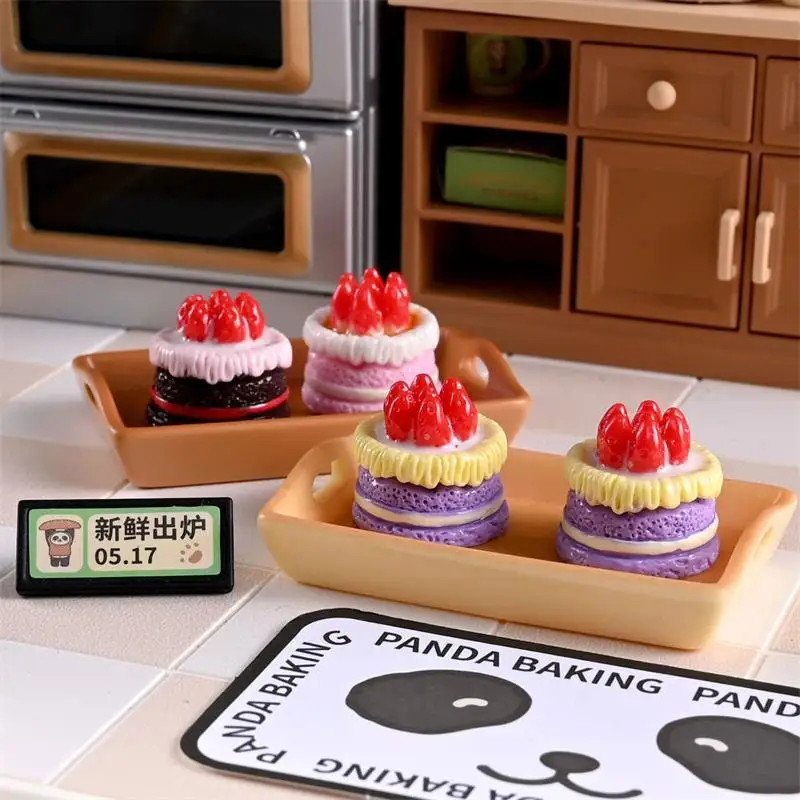 Maison de poupée Miniature, Simulation de crème, gâteau aux fraises, modèle alimentaire, jouet, ornements de maison, jouet pour enfants, jouets de Simulation, cadeau, 5/10 pièces