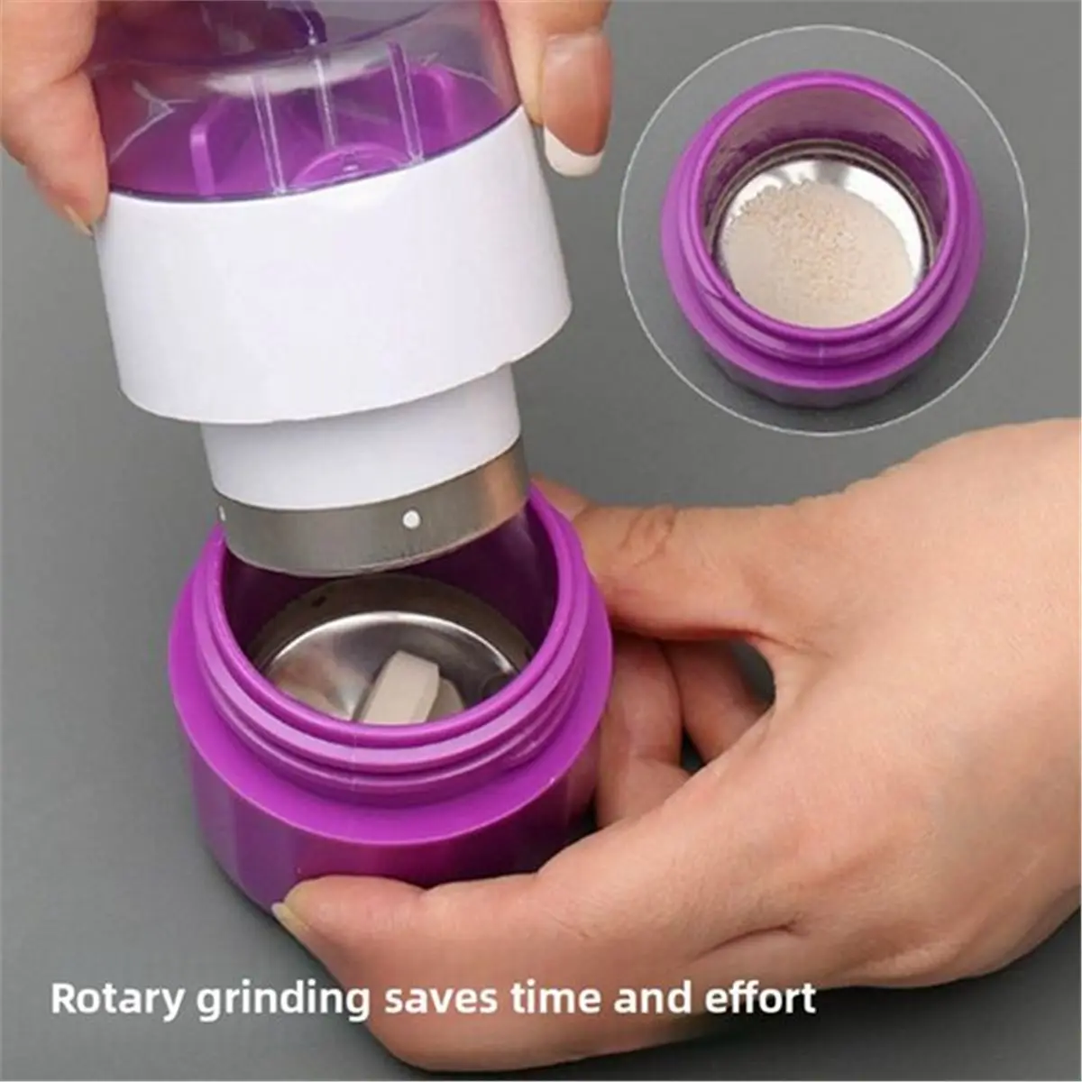 (AIMA) Pill Crusher Stainless Steel Multifunction Pills Cutter Fine Powder Dust Proof Tablet Grinder for Tiny Pills Green