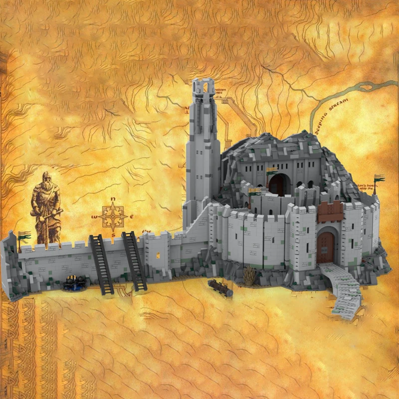 6189pcs MOC Helm S Deep UCS Scale Hobbit Lord Rings The Model Building Blocks Bookshelf Decor, Home Decor For Kids Holiday Gift