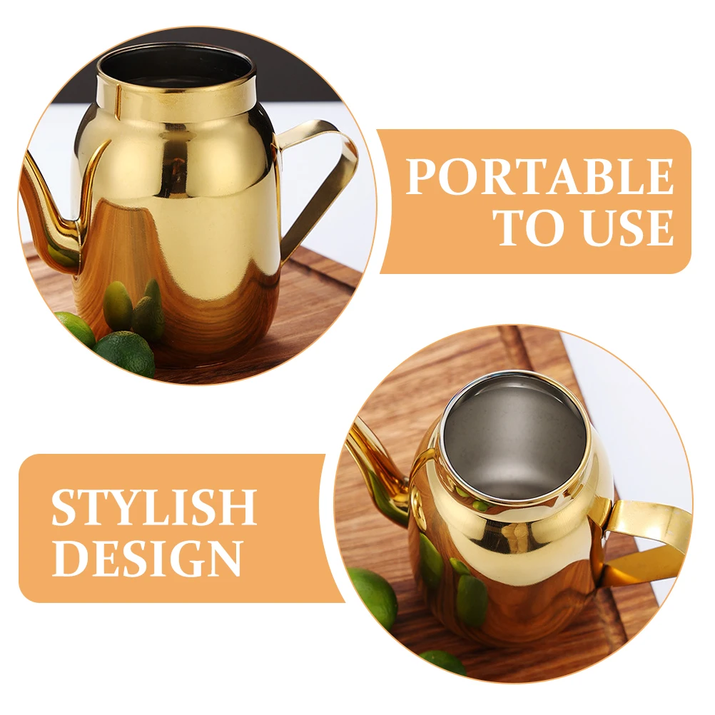 

300Ml Stainless Steel Pot Sauce Dispenser Jar Kitchen Oil Storage Container Cooking Oil Pourer Olive Vinegar Dispenser