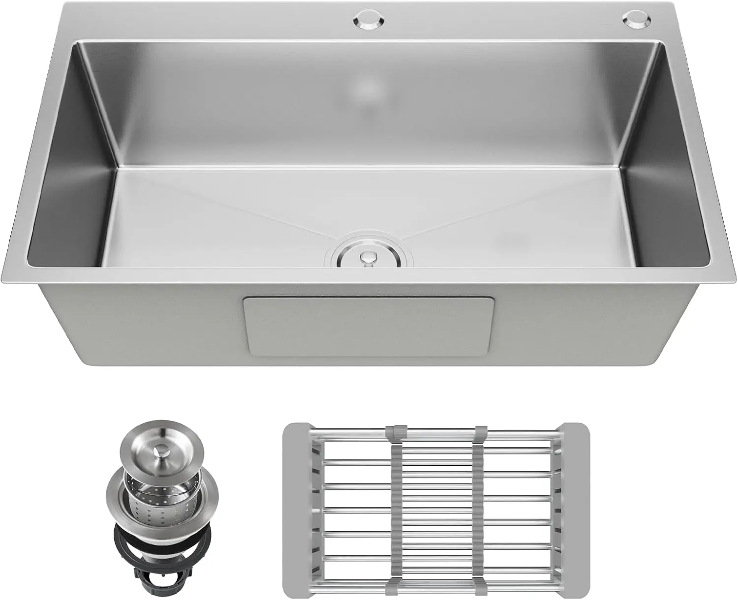 30-inch Single Bowl Workstation Kitchen Sink, Drop-in/Top-Mount Stainless Steel with Nano Coating & Basket Strainer, 30