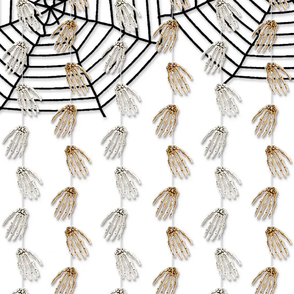 Halloween Fireplace Decoration Spooky Halloween Party Decorations Skeleton Hand Bones Foil Fringe Curtains Streamer for Home