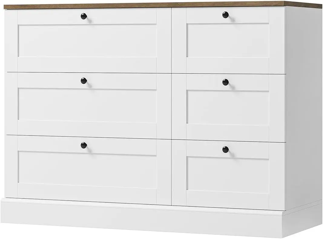 

6 Drawer Dresser, White Dresser for Bedroom, Wood Chest of Drawers, Wide Double Dresser, Modern Farmhouse Drawer Chest