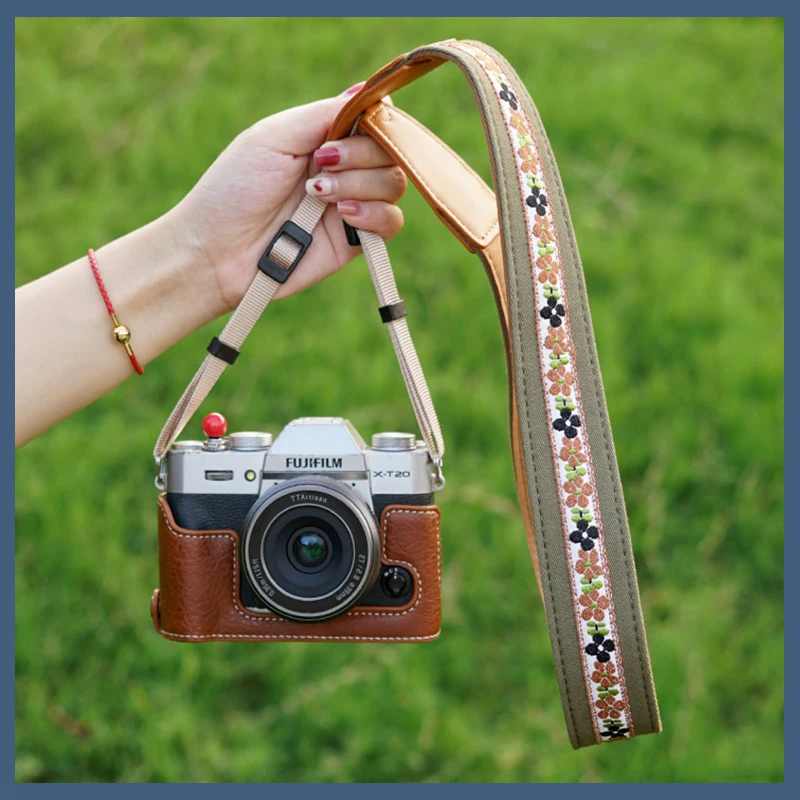 Camera Shoulder Strap Pattern Flower Vintage Retro Neck Strap DSLR SLR camera Wider for Nikon Sony Canon Fuji Samsung Pentax