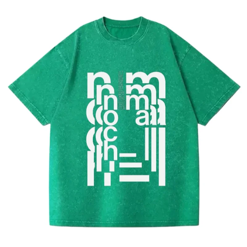 Summer New X Casual Comfortable Printed Men's T-shirt Washed Cotton T-shirt Vintage Daily Commuter Round Neck Men's T-shirt