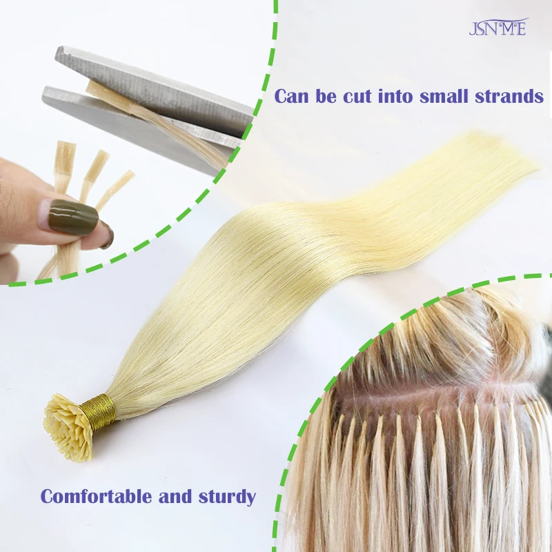 JSNME U/Flat tip Human Hair Extensions Natural Hair Hot Fusion Real Remy  Bonded Keratin Hair Extensions Natural Hair 1g/Strand