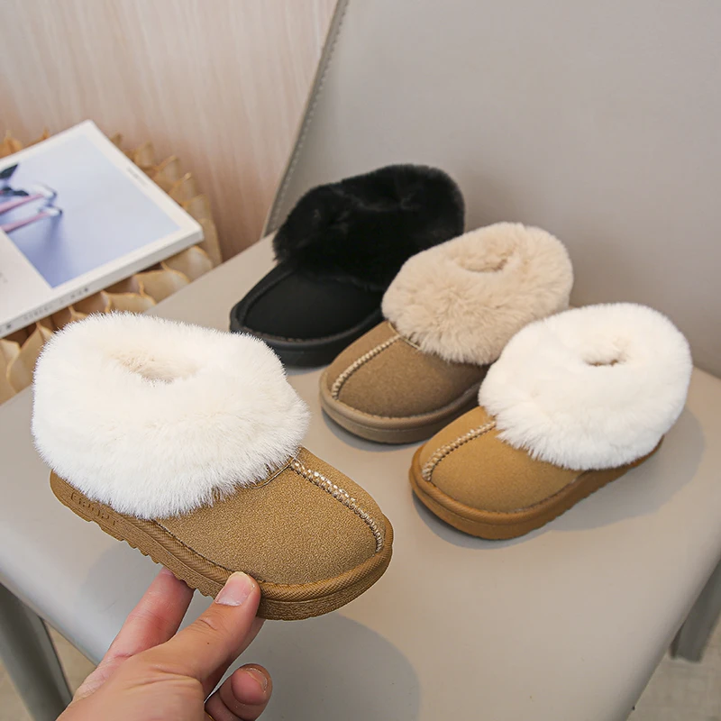 

Winter Boots For Children Thick Warm Boy's Girl's Snow Boots Anti-slippery Trend Fashion Kid's Plush Boots Cotton Shoes 26-37