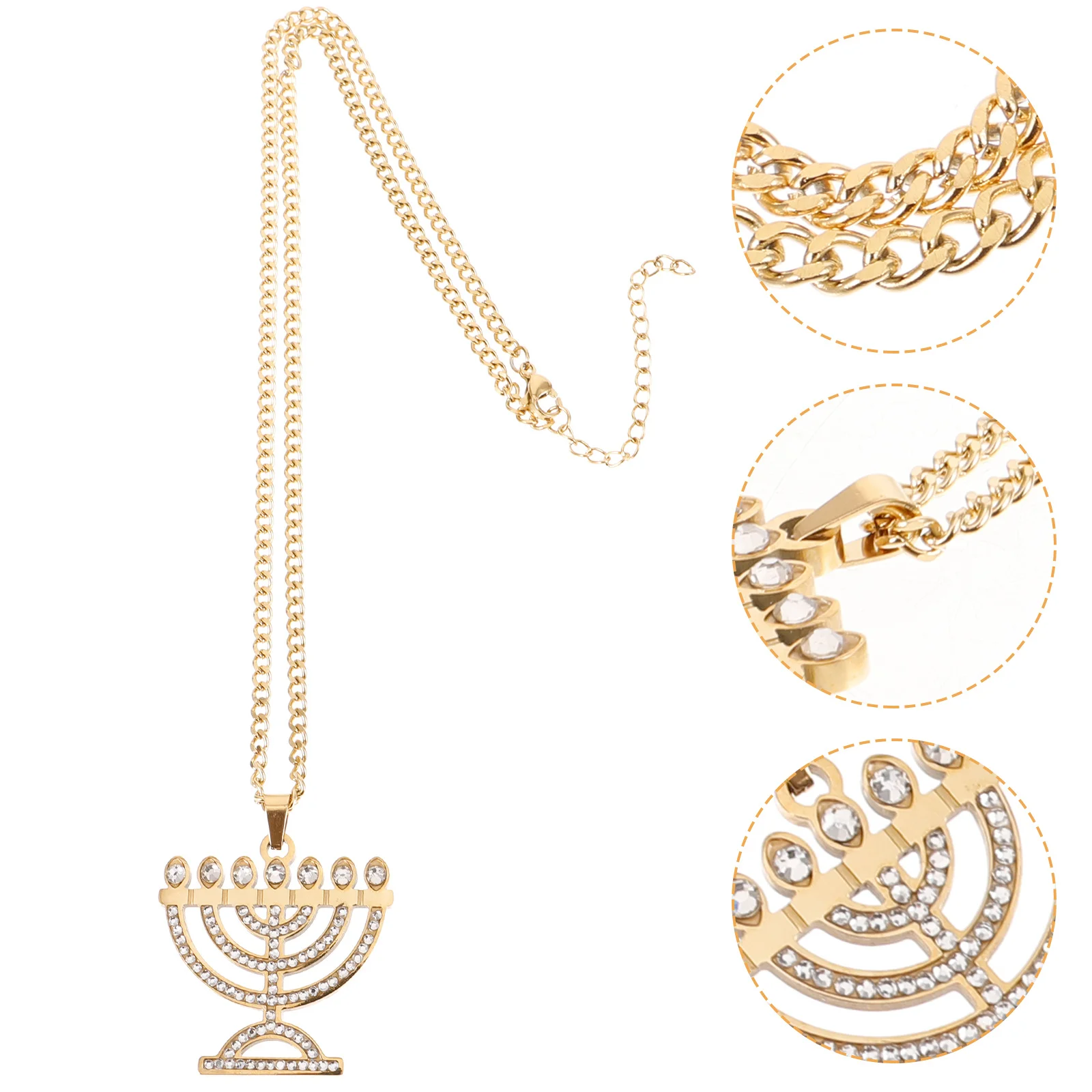

7 Branches Menorah Pendant Necklace For Women Hanukkah Jewelry Gift Lightweight Chain Necklaces Aesthetic Unique Stylish