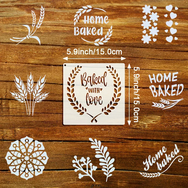قالب خبز الخبز القابل لإعادة الاستخدام مكون من 9 قطع، 5.9 × 5.9 بوصة - للديكور الفني، قالب تزيين الخبز #6