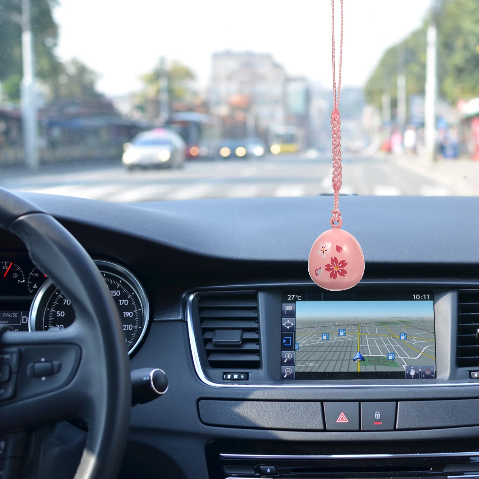 

2 Pcs Sakura Bell Accessories Phone Chain Pendant Car Ornament Keychain Hanging Decors Cherry Blossom Amulet Cellphone Decor