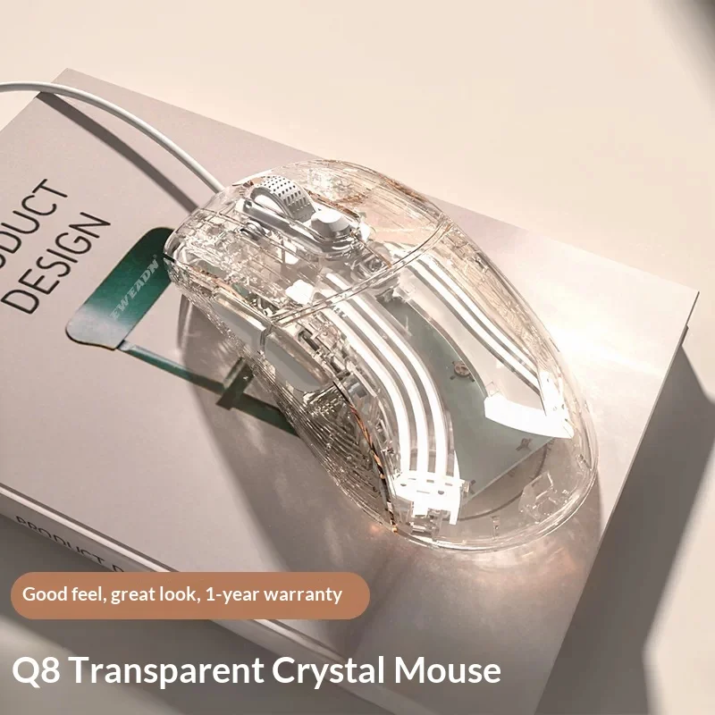 EWEADN Q8 Transparent Wired Wireless the third mock examination Mouse Mute Girls Computer Game E-sports Machinery High Appearan