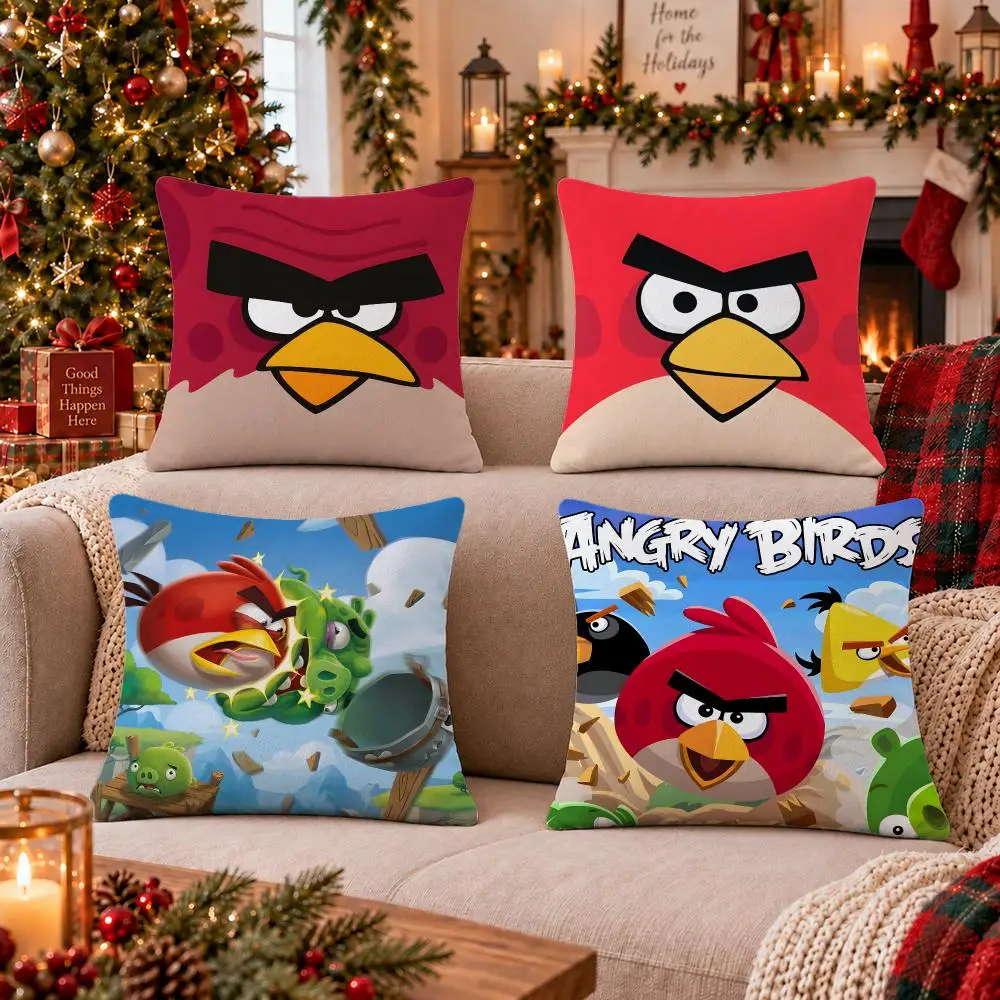 Game Angry Birds Cushion Cover Cushion Cover Soft Plush Cushion Covers Fluffy Throw Pillow Cases for Sofa Bedroom