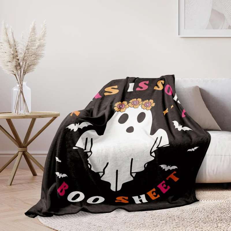 Halloween blanket for women and men, spooky scary cute decoration bed sofa travel blanket