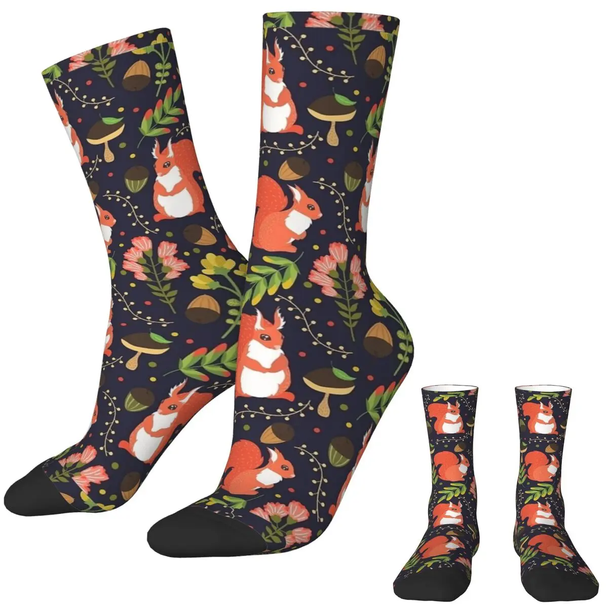 Squirrels Leaf Socks Funny Stockings Spring Anti Bacterial Adults Men Socks High Quality Pattern Cycling Socks