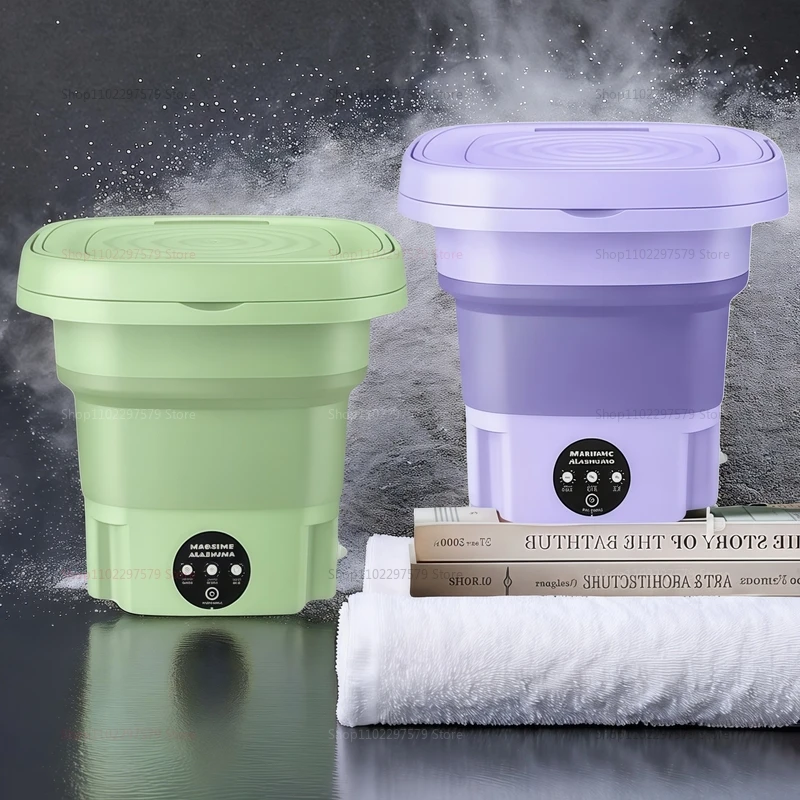 غسالة ذكية قابلة للطي سعة 8 لتر، غسالة محمولة ذات سعة كبيرة لآلة تنظيف الملابس الداخلية في سكن الطلاب المنزلي