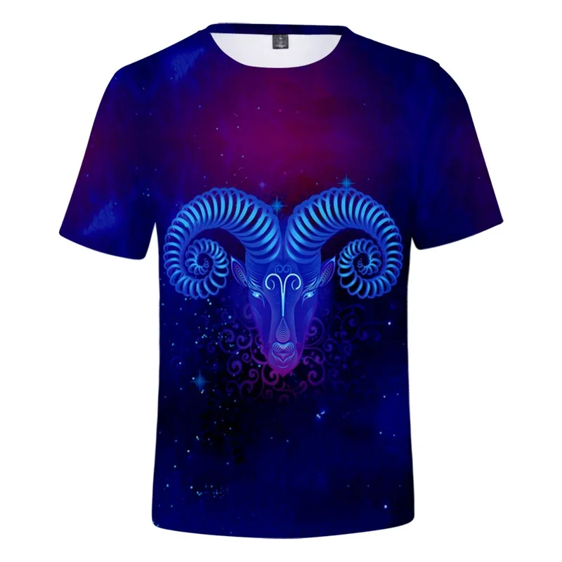 Classtic 12 Zodiac Signs T-shirt Sweatshirt Aries Taurus Gemini Cancer 12 Constellations Men/Women Short sleeve 3D thin T shirt