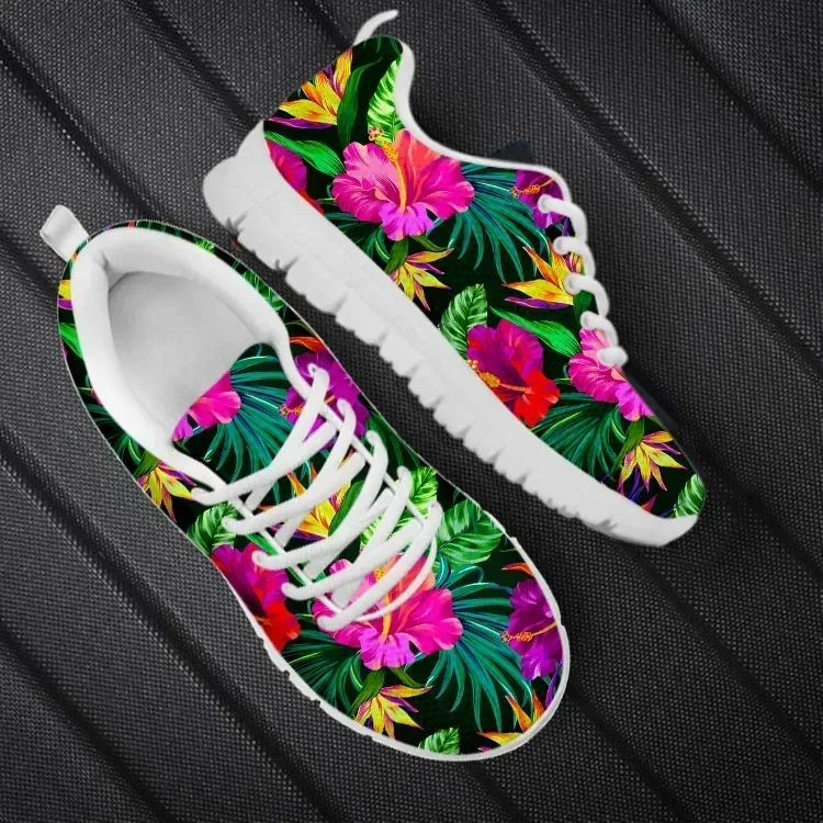 

Tropical Plant Red Hibiscus Fashion Women's Shoes Casual Sneakers Autumn Female Lace-up Mesh Walking Shoes for Girls