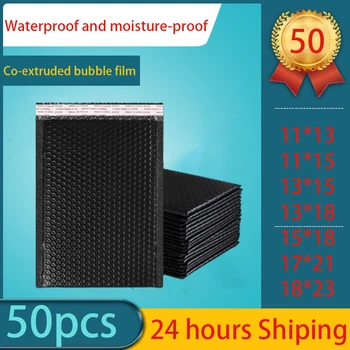 50 Stks/partij Black Bubble Film Envelop Zak Geschenkverpakking Zak Anti-Squeeze Express Bag Thicken Product Verpakking Envelop Tas