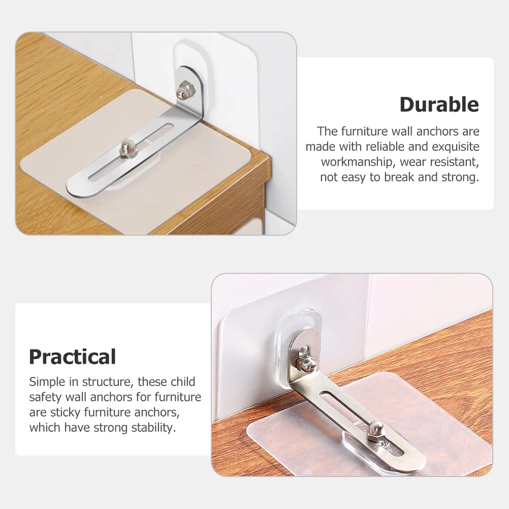6 قطعة قفل الشريط الثابت للأثاث جدار مرساة لا الحفر الذاتي لاصق مكافحة تلميح الأشرطة الطفل التدقيق خزانة الكتب المراسي لكمة الحرة #2