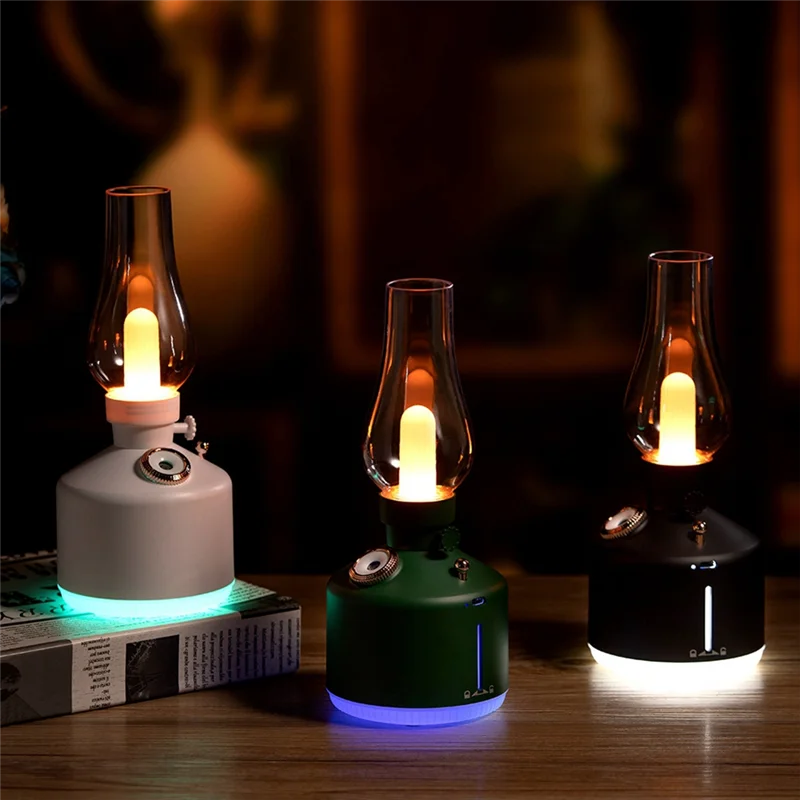 ABRG-280Ml Air Purification Humidifier Rechargeable 1200Mah Water Atomizer + Colorful LED Night Light For Bedroom White