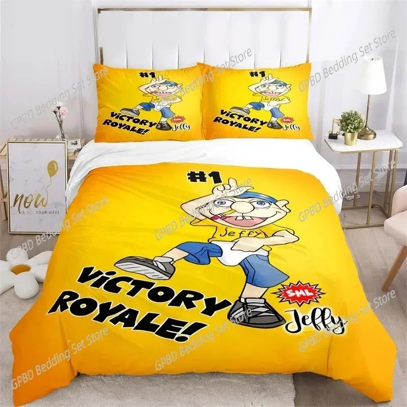 3D Print Cartoon SML Jeffy Comfortable Duvet Quilt Cover Pillowcase Bedding Set Children Bedroom Decoration Home Textile