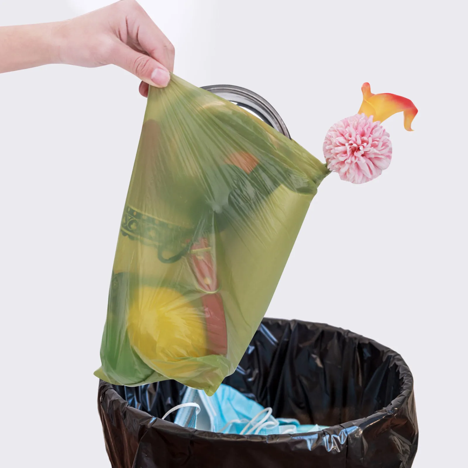 8rolls Degradable Thick Garbage Bags Durable Trash Bags for Kitchen Home Office Pet Waste Cleaning Thick Garbage Bag