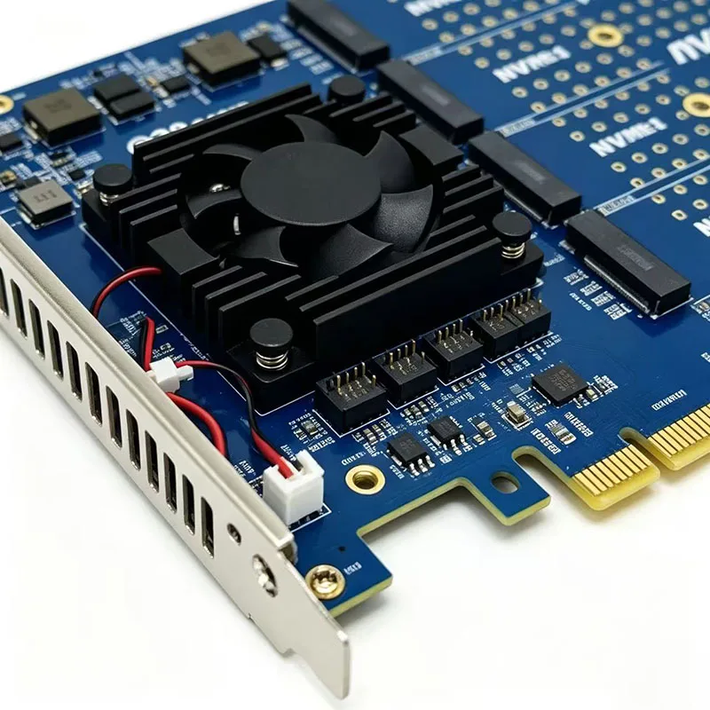 PLX88024 PCIE 4.0 IT mode driver free, split free 4-port M.2 NVMe SSD PCIe X8 adapter