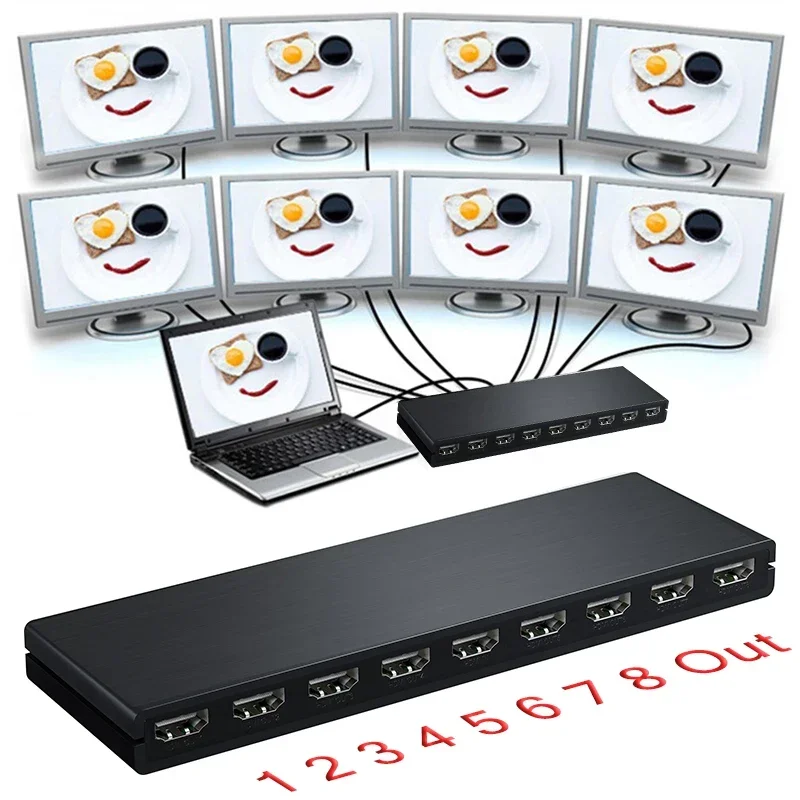 

4K@30Hz 1x8 HDMI Splitter 1 In 8 Out HDMI Video Distributor Converter Multi Screen Display for PS4 Xbox Camera PC To TV Monitor