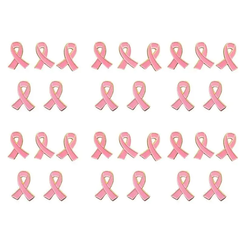 Pink Ribbon Breast Cancer Awareness Brooch - close-up view