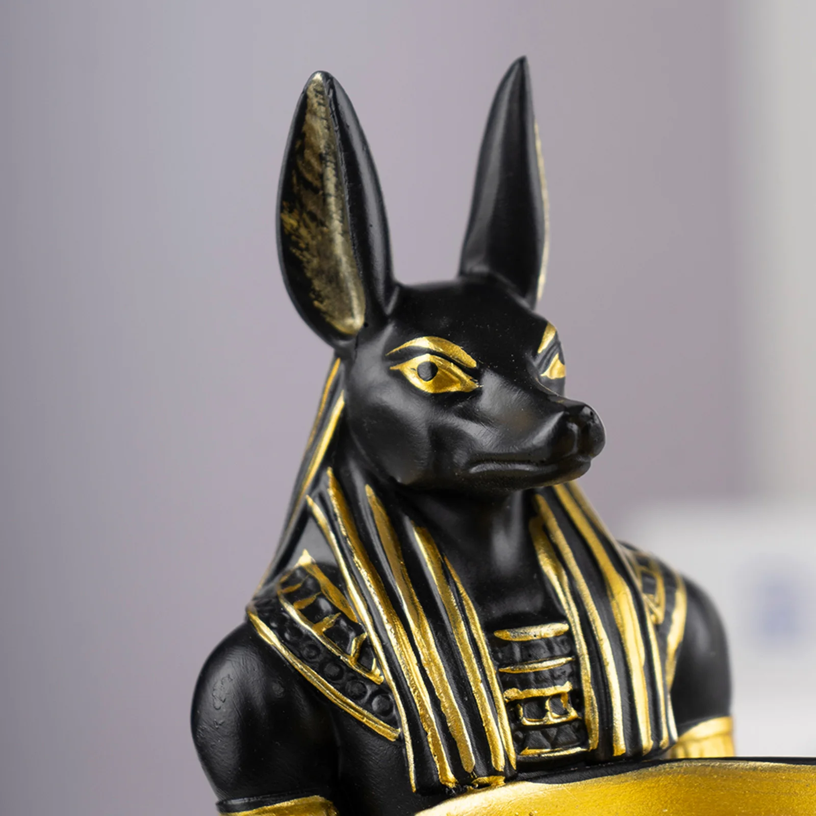 25cm Anubis God Statue Ancient Egypt Art Sculpture with Bowl Egyptian Sculpture Ancient Egypt Decor & Desktop Organizer