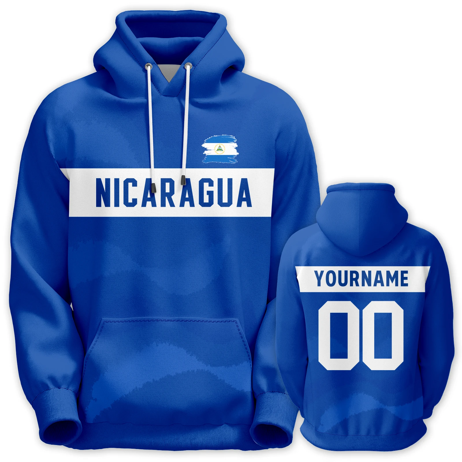 Custom Nicaragua Basketball Hoodie Men Women Youth Personalized Name Number Pullover Sweatshirt Patriot Tracksuit Fan Gifts