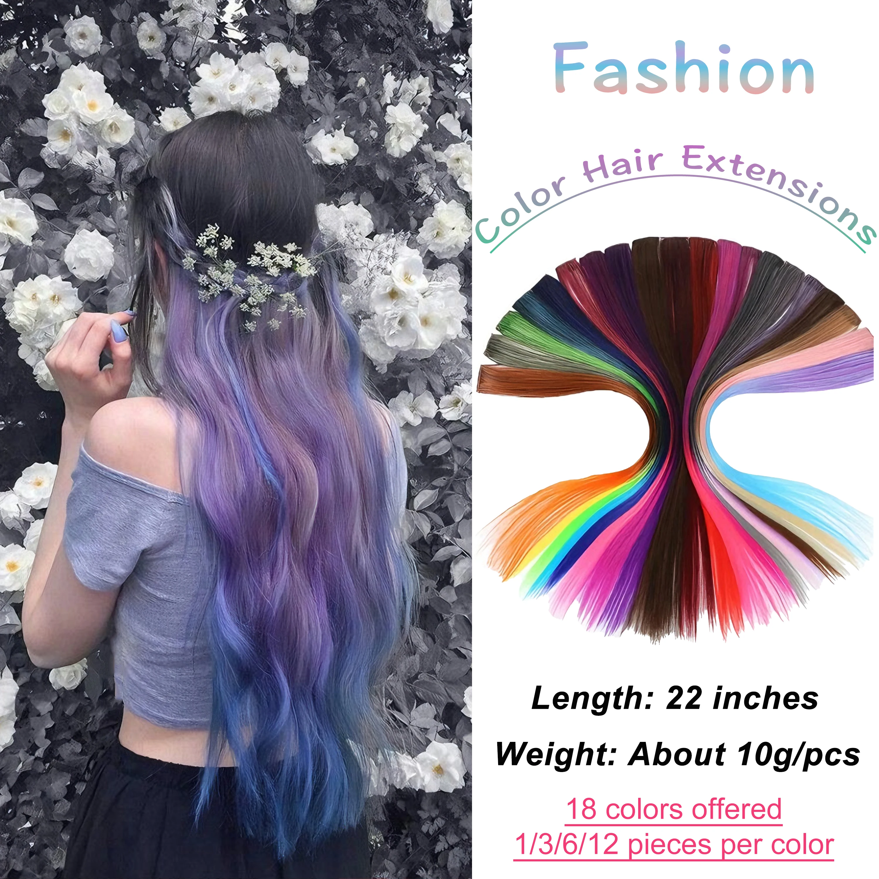 Wigundle sintético longo e reto extensão do cabelo arco-íris colorido peruca para mulheres e meninas uso diário do cabelo