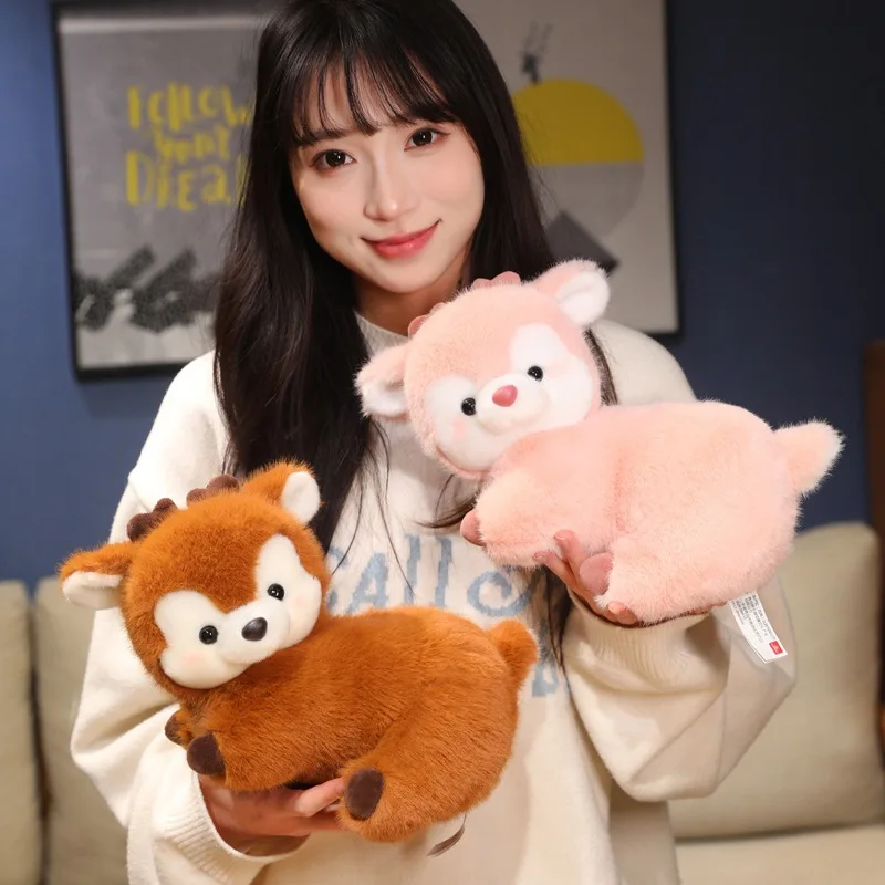 لطيف لينة أفخم الغزلان وسادة ألعاب من نسيج مخملي دمية البرقوق الغزلان دمية الأطفال رفيق مهدئا دمى القماش الحيوان