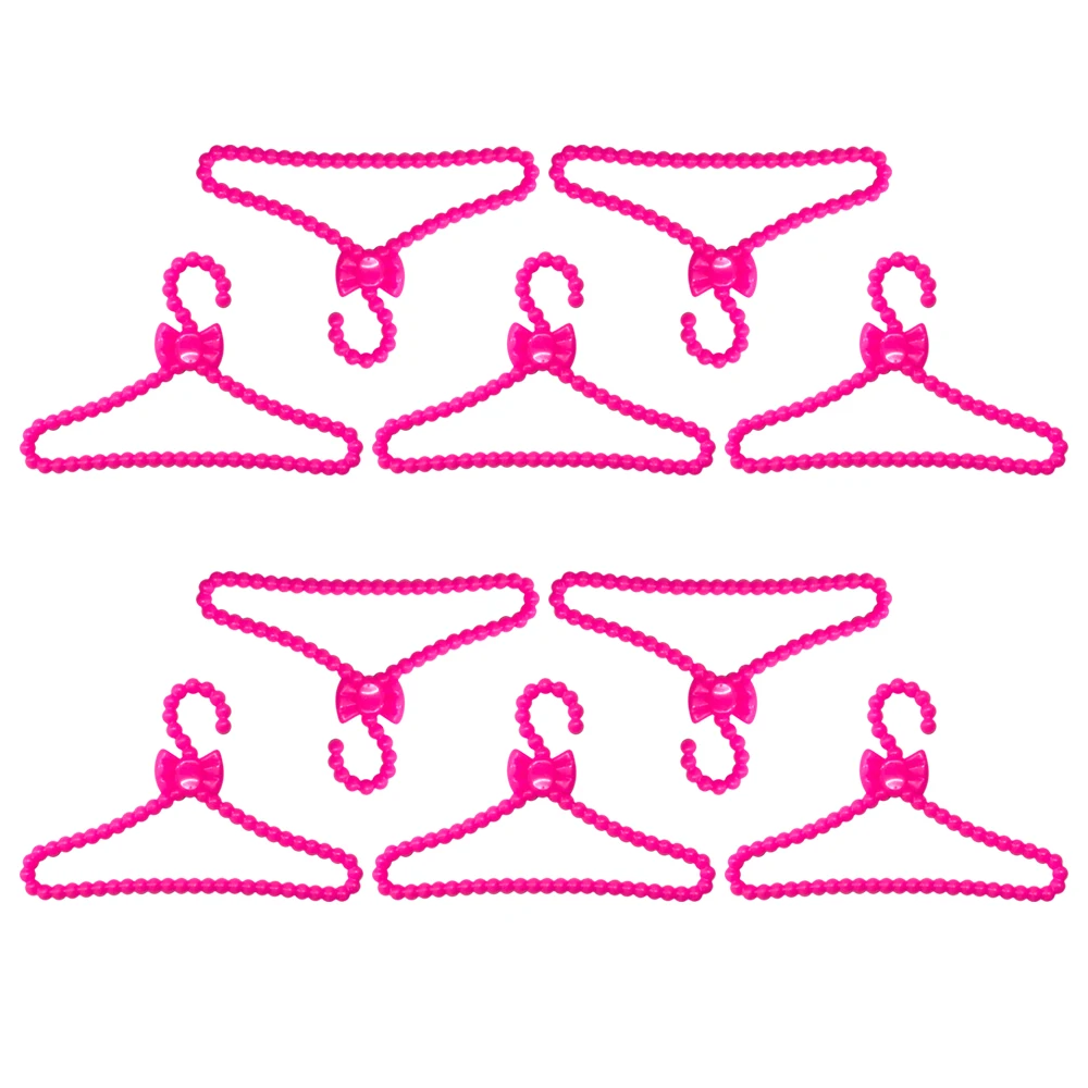 NK 10 Pcs /Lot Mini Doll Pink Plastic Bowknot Hangers Pretend Play House For 1/6 Doll Clothes Dolls Accessories Furniture